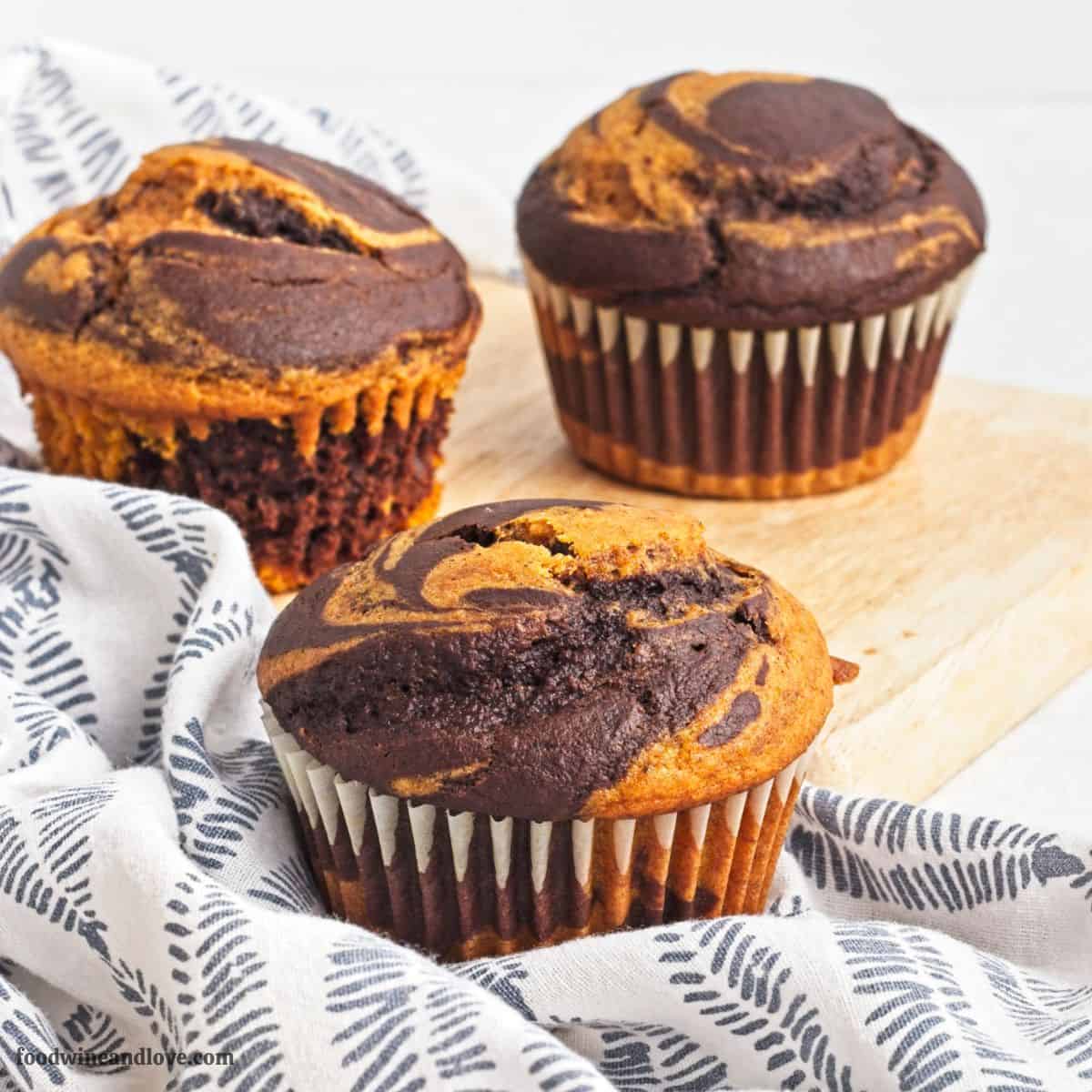 Chocolate Swirl Pumpkin Muffins (Dairy Free), a simple and delicious vegan recipe made with pureed pumpkin and oat milk