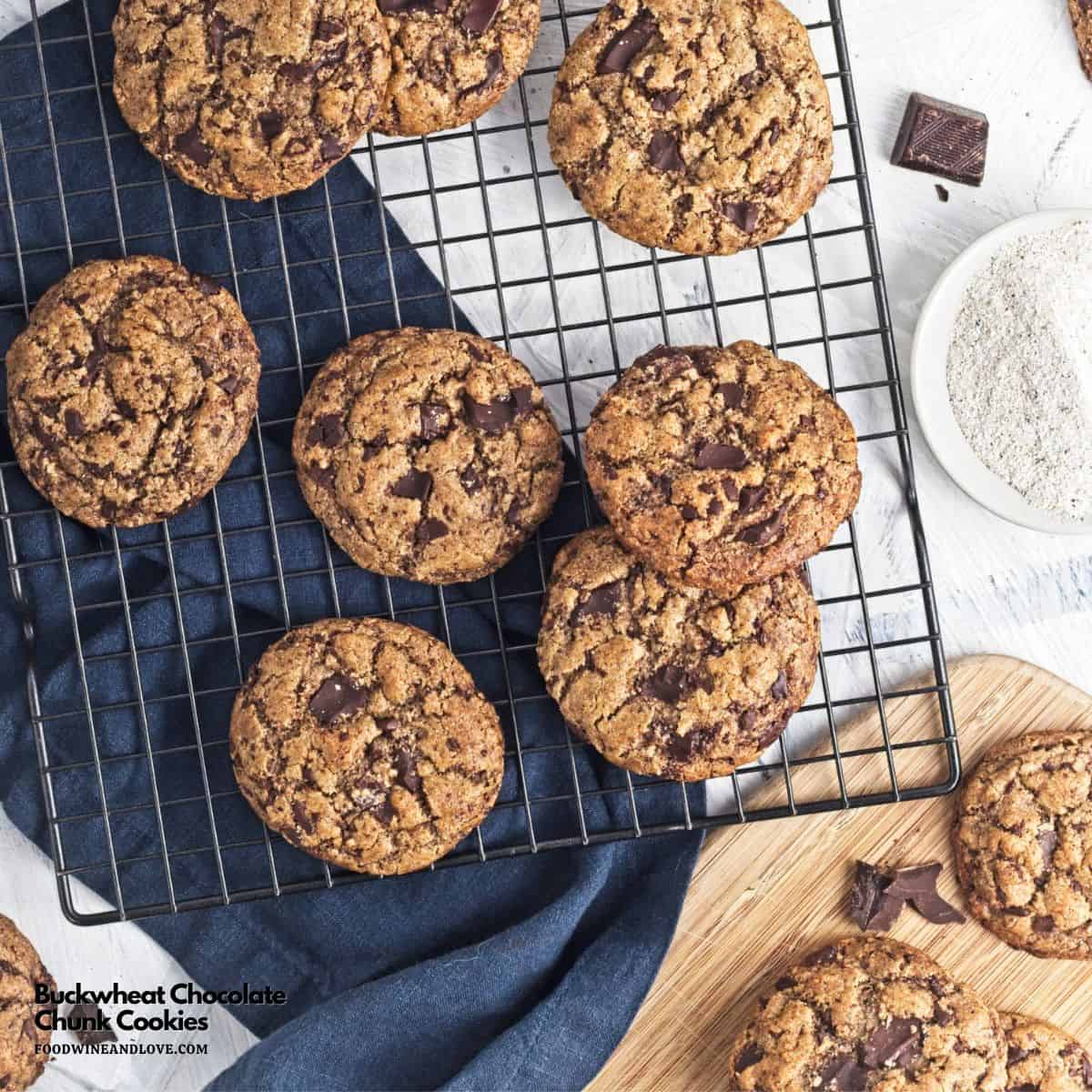 Buckwheat Chocolate Chunk Cookies, a dairy free cookie recipe made with applesauce and dark chocolate. Gluten Free, Vegan, and Vegetarian. Buckwheat Chocolate Chunk Cookies, a dairy free cookie recipe made with applesauce and dark chocolate. Gluten Free, Vegan, and Vegetarian.