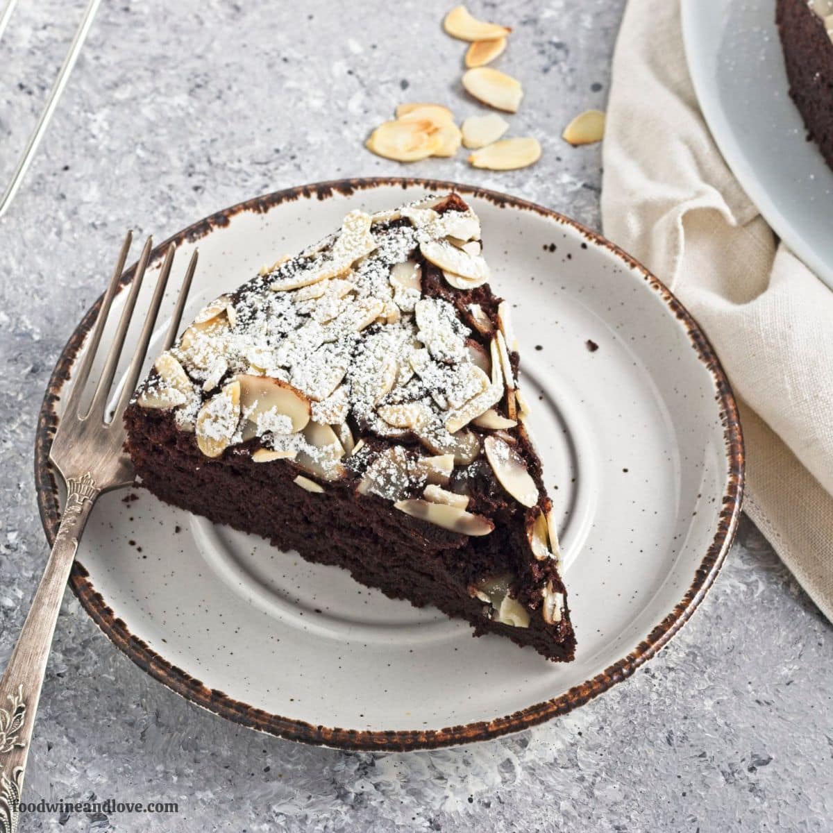 Vegan Chocolate Olive Oil Cake, a simple, decadent, and delicious dairy free dessert made with olive oil and almond flour