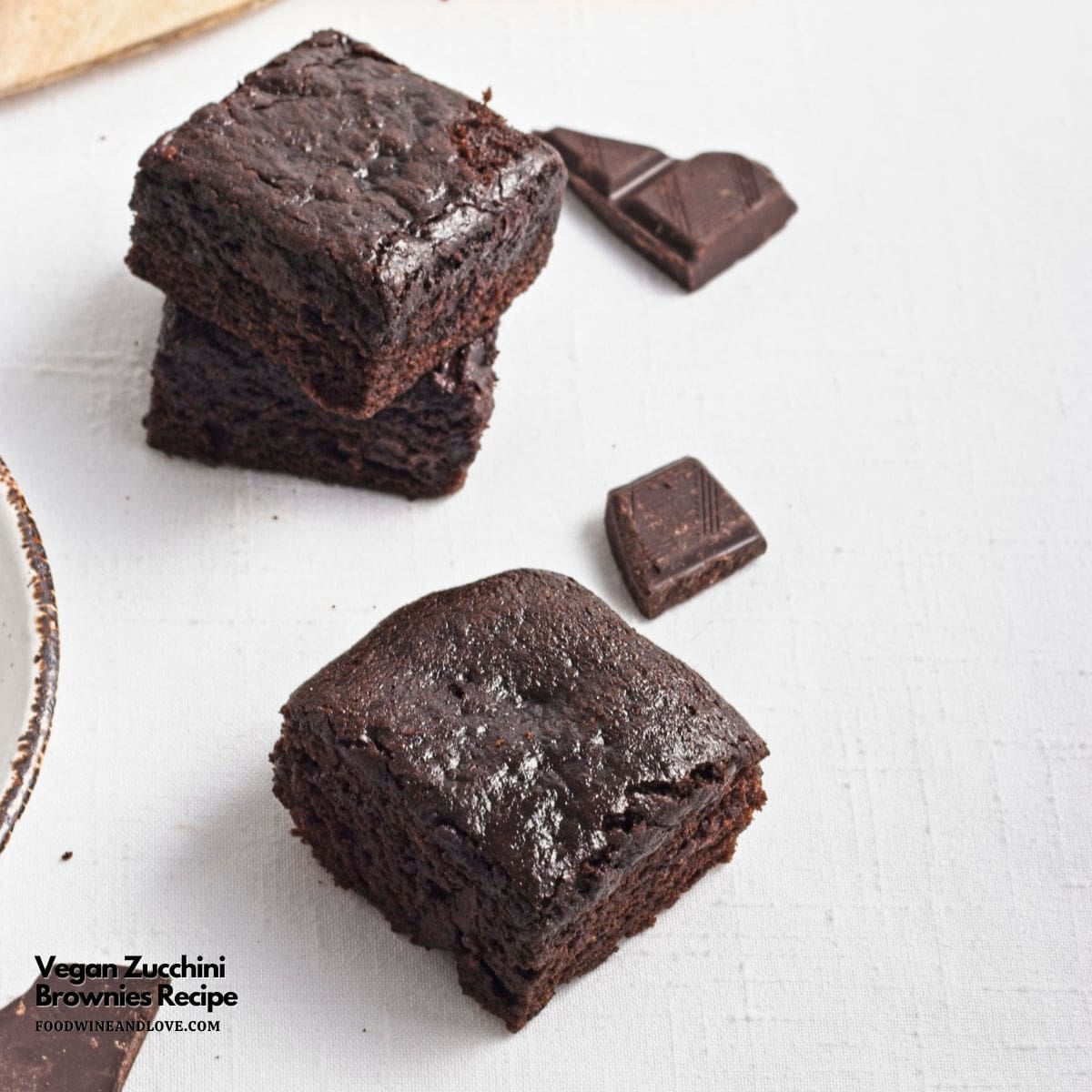 Vegan Zucchini Brownies Recipe, a delicious dairy free dessert recipe made with fresh zucchini. Rich, moist, and fudgy brownies.