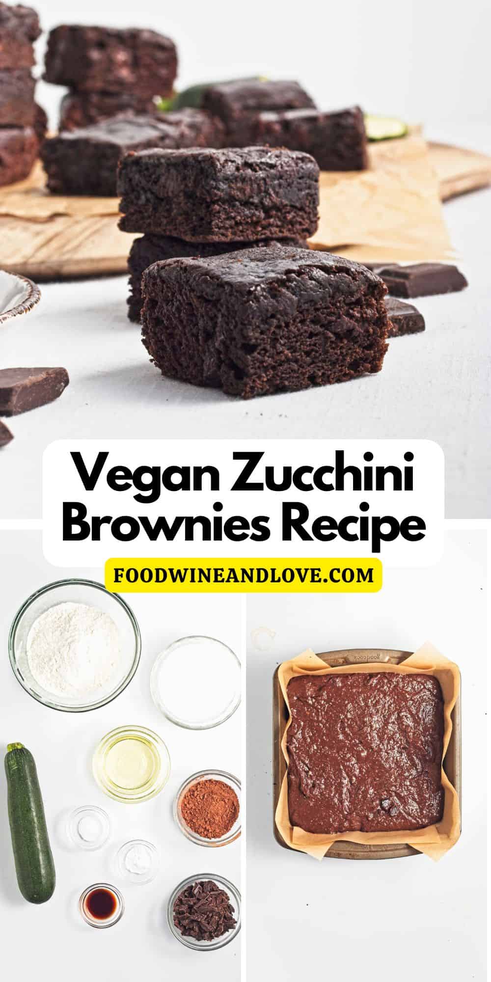 Vegan Zucchini Brownies Recipe, a delicious dairy free dessert recipe made with fresh zucchini. Rich, moist, and fudgy brownies.