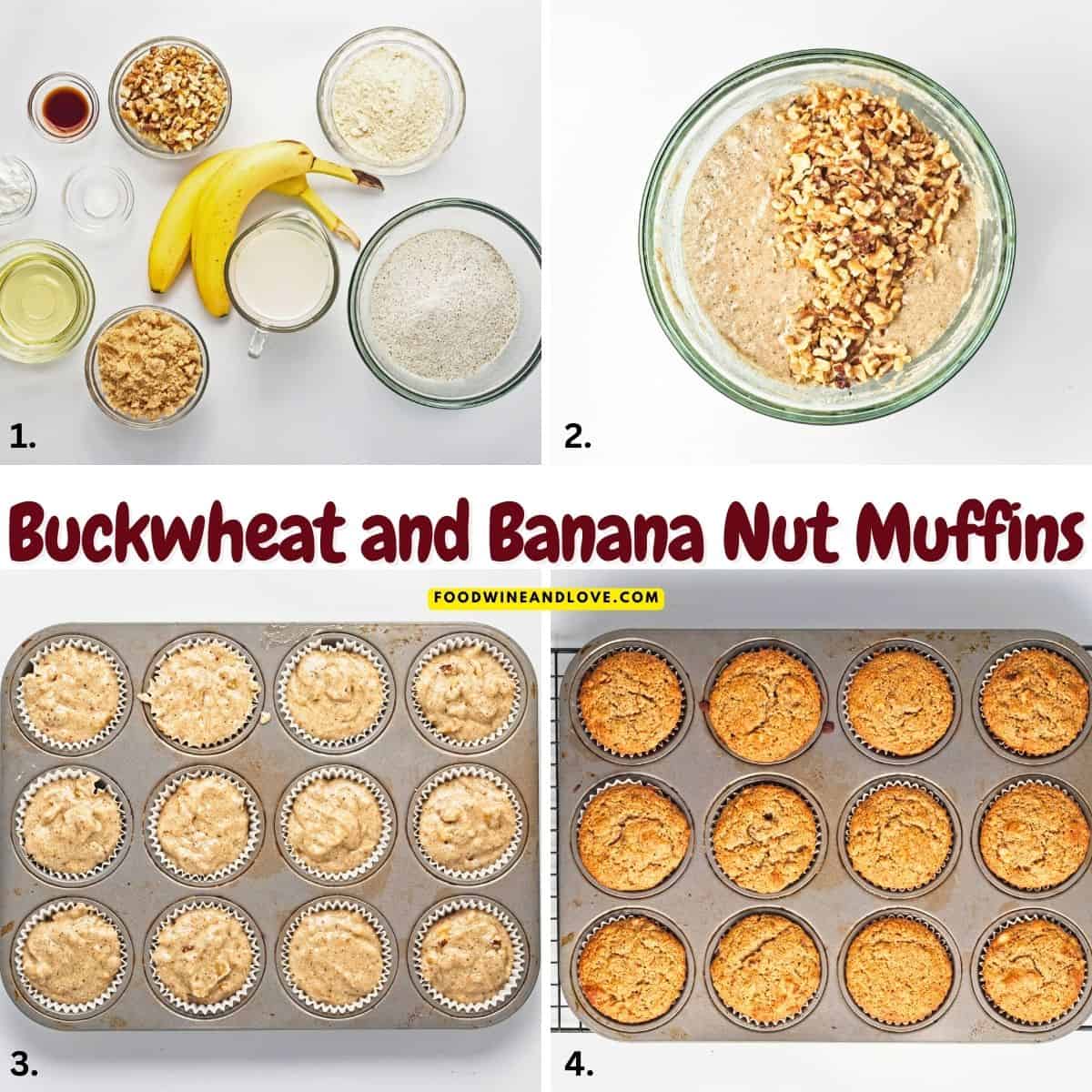 Buckwheat and Banana Nut Muffins, a delicious breakfast or snack recipe for nutty and sweet moist muffins. Vegan, Gluten Free Recipe. Buckwheat and Banana Nut Muffins, a delicious breakfast or snack recipe for nutty and sweet moist muffins. Vegan, Gluten Free Recipe.