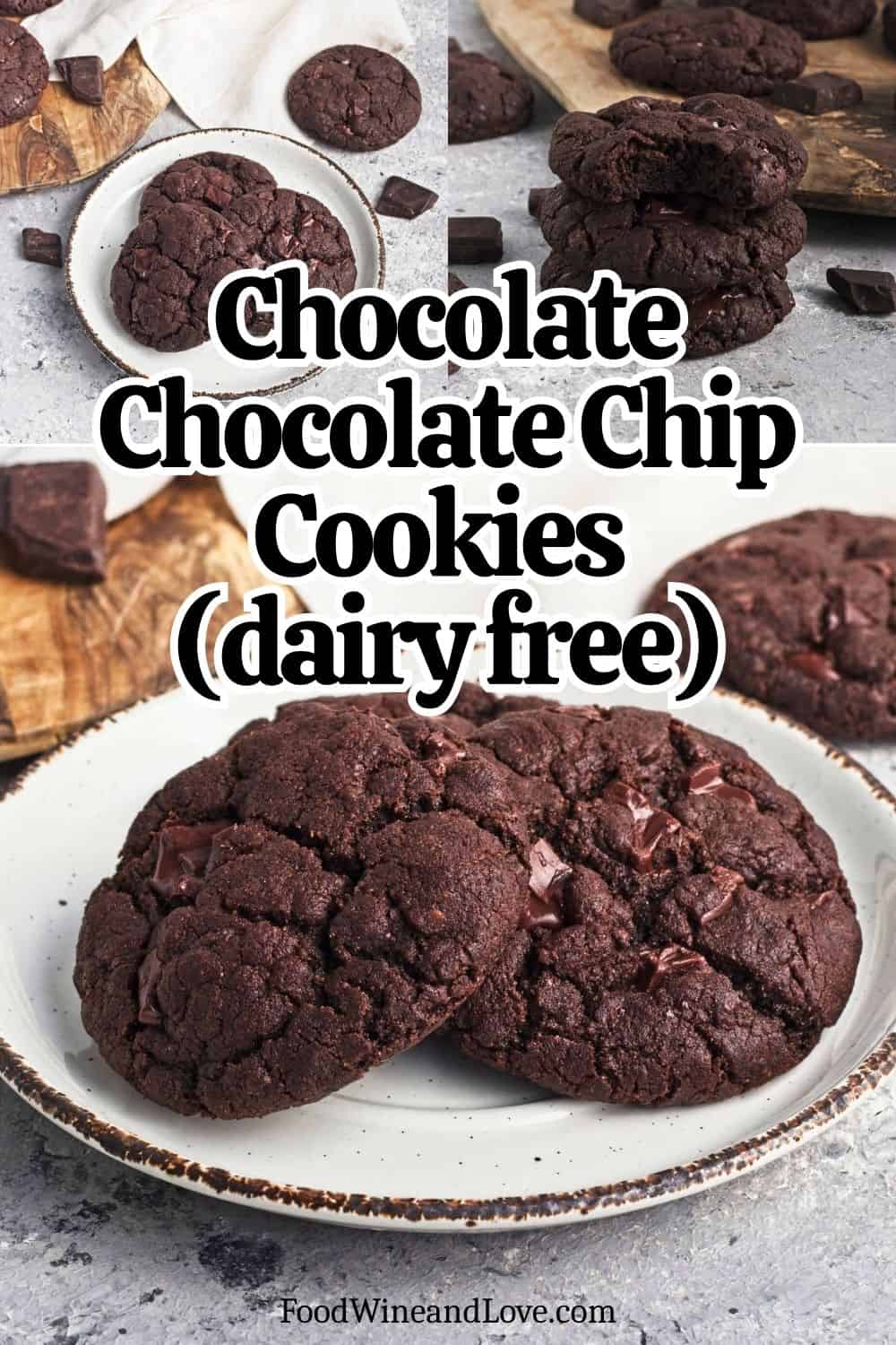 Dairy Free Chocolate Chocolate Chip Cookies, a delicious vegan cookie recipe for chewy and fudgy double chocolate cookies. Dairy Free Chocolate Chocolate Chip Cookies, a delicious vegan cookie recipe for chewy and fudgy double chocolate cookies.