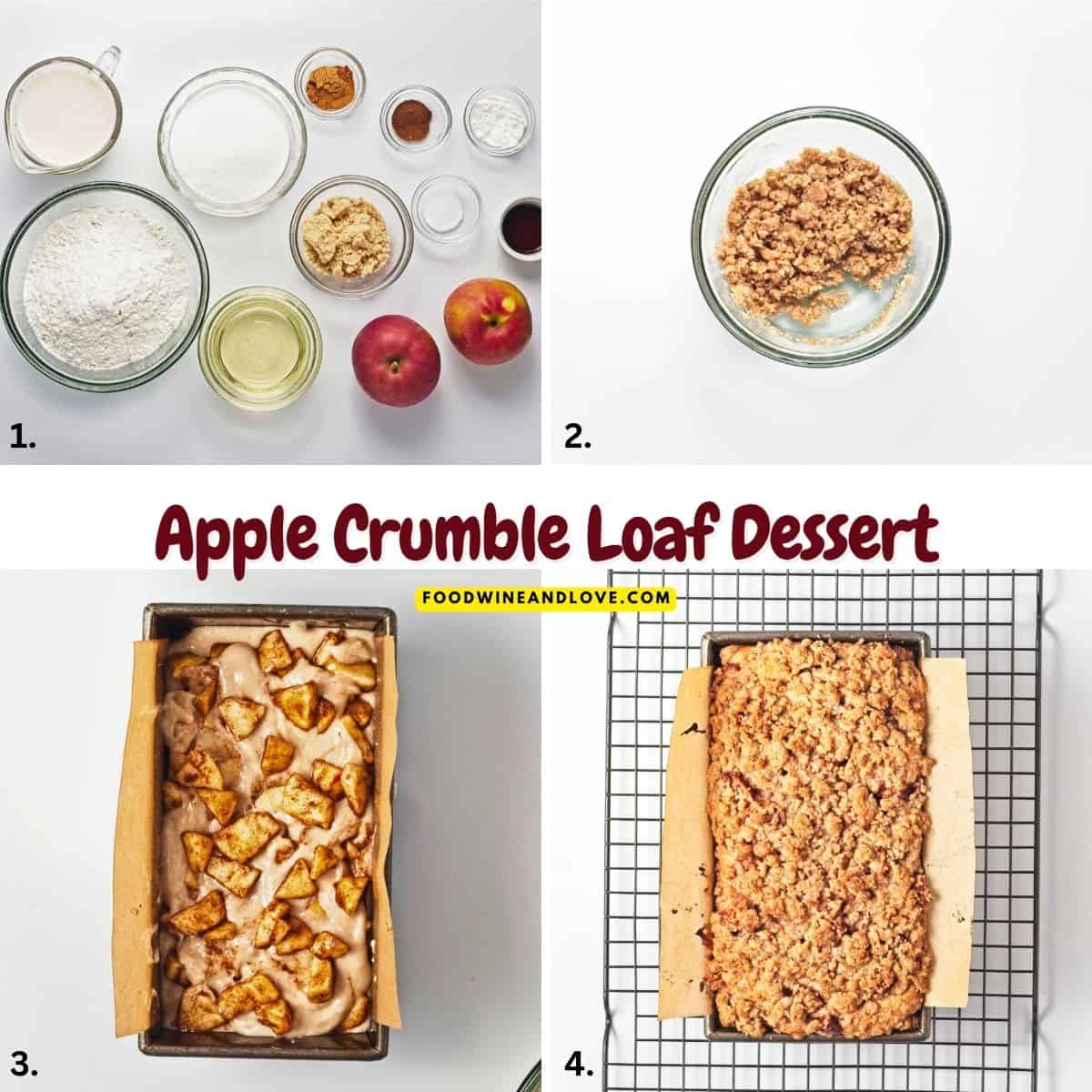 Apple Crumble Loaf, a delicious fall inspired cake recipe topped with a sweet crumble topping. Dairy Free Vegan Recipe.