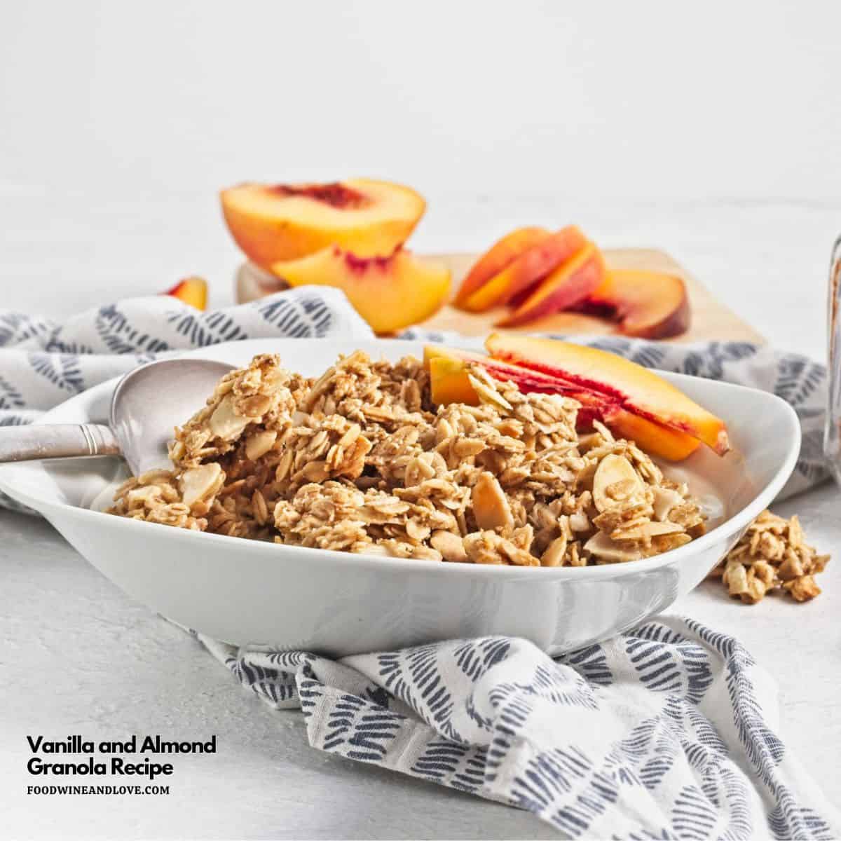 Vanilla and Almond Granola Recipe, a quick and easy breakfast or snack idea made with healthy ingredients. Vegan, Gluten Free Vanilla and Almond Granola Recipe, a quick and easy breakfast or snack idea made with healthy ingredients. Vegan, Gluten Free