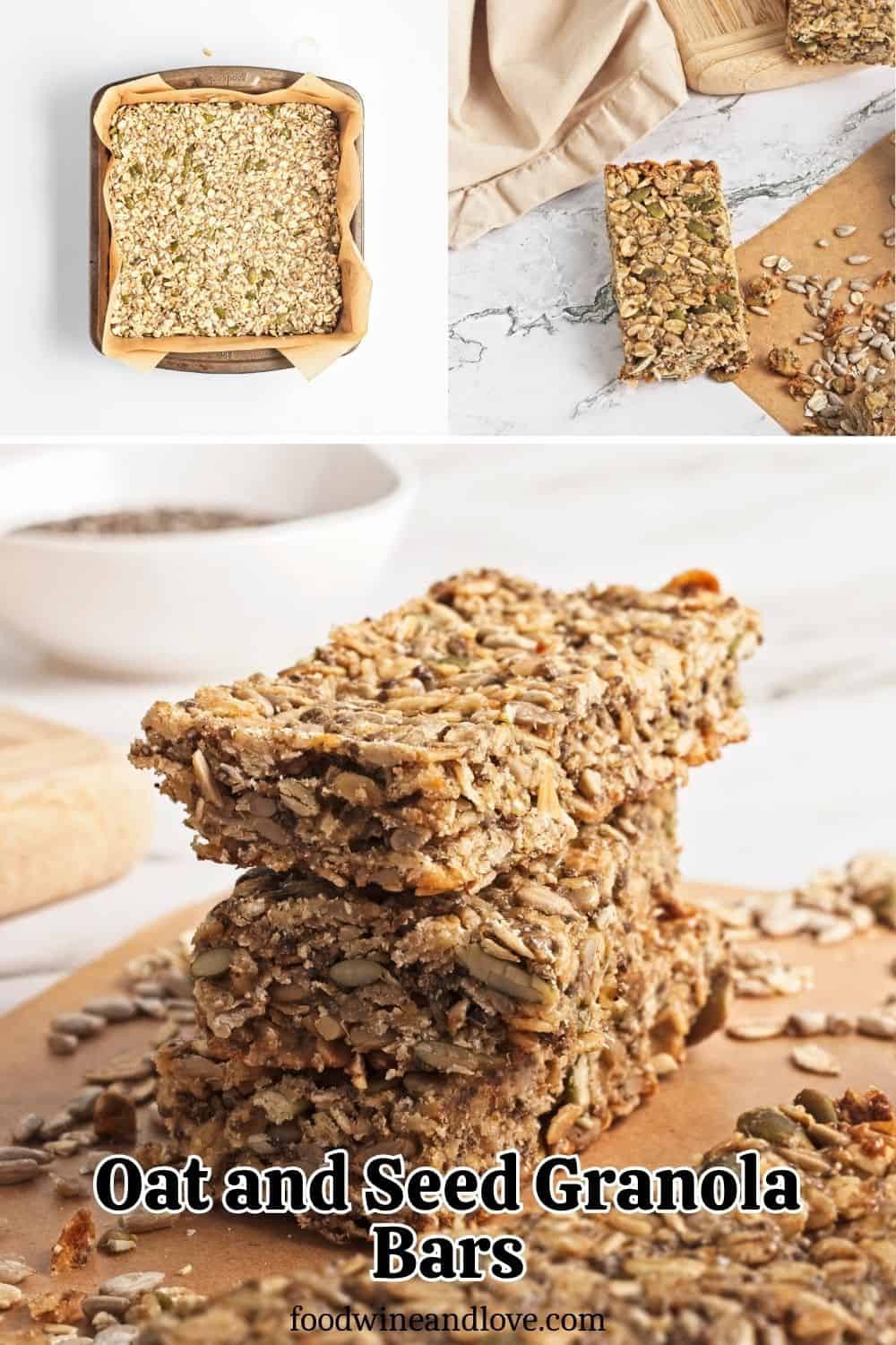 Oat and Seed Granola Bars, a simple and delicious snack or dessert recipe made with healthy ingredients and no added dairy.