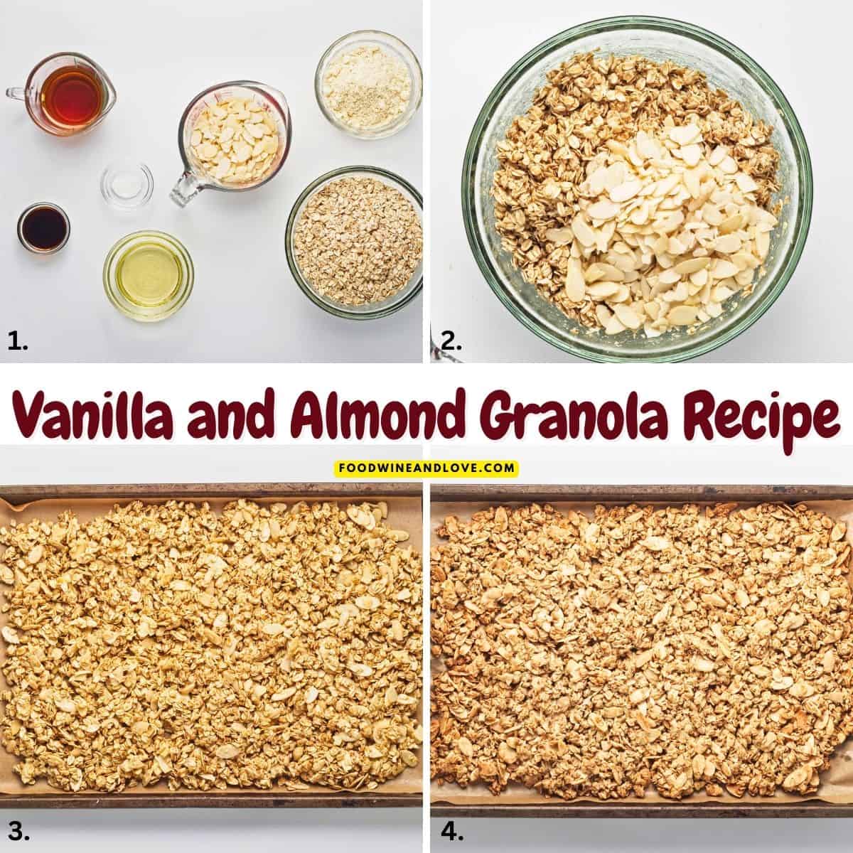 Vanilla and Almond Granola Recipe, a quick and easy breakfast or snack idea made with healthy ingredients. Vegan, Gluten Free Vanilla and Almond Granola Recipe, a quick and easy breakfast or snack idea made with healthy ingredients. Vegan, Gluten Free
