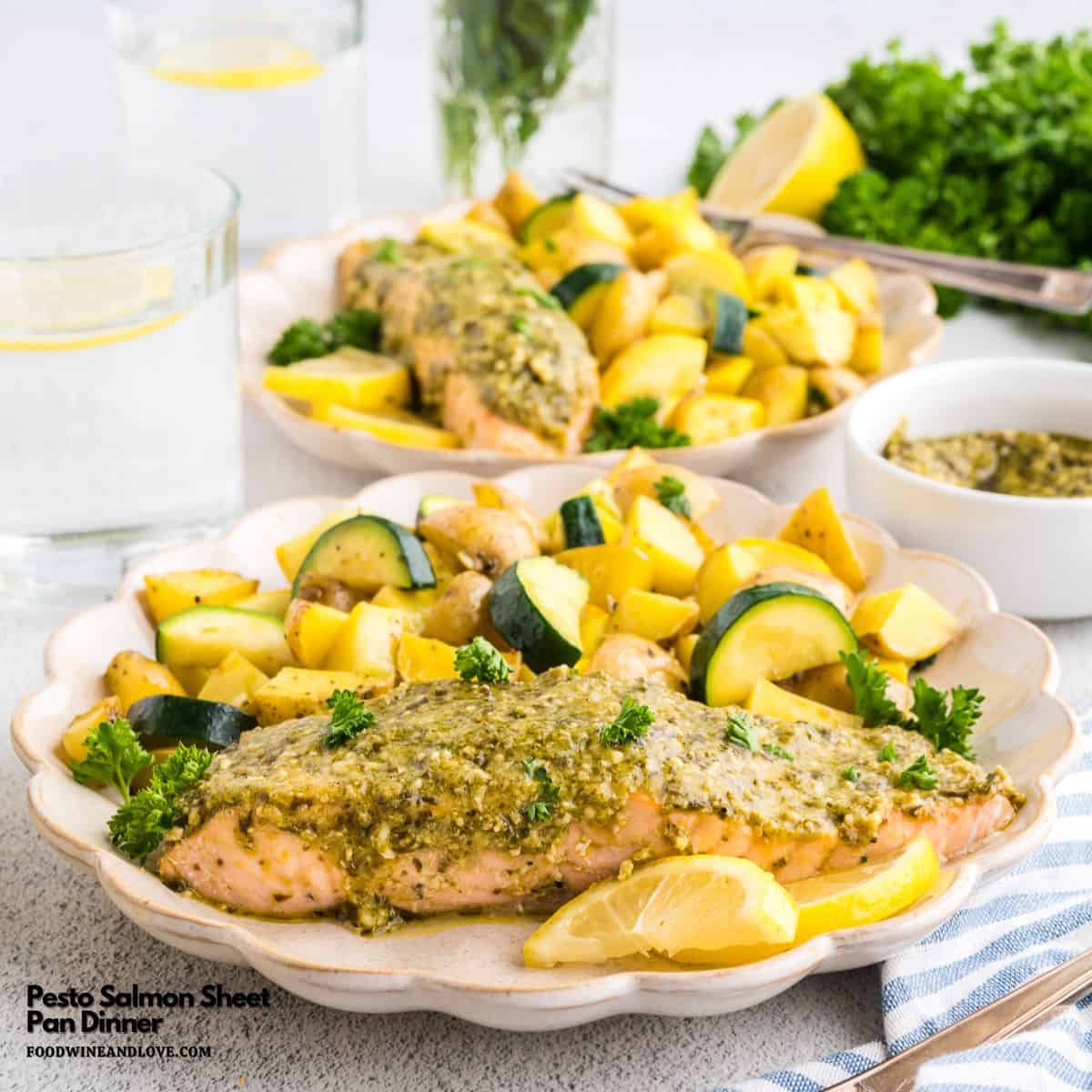 Pesto Salmon Sheet Pan Dinner