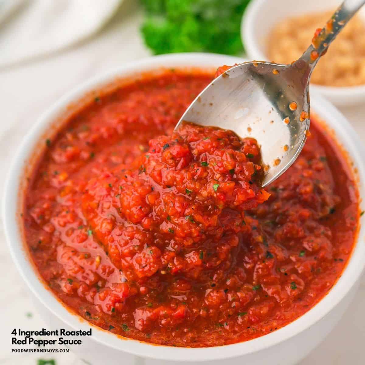 4 Ingredient Roasted Red Pepper Sauce, a five minute delicious and creamy sauce made with simple ingredients. Vegan Mediterranean Diet GF LC 4 Ingredient Roasted Red Pepper Sauce, a five minute delicious and creamy sauce made with simple ingredients. Vegan Mediterranean Diet GF LC