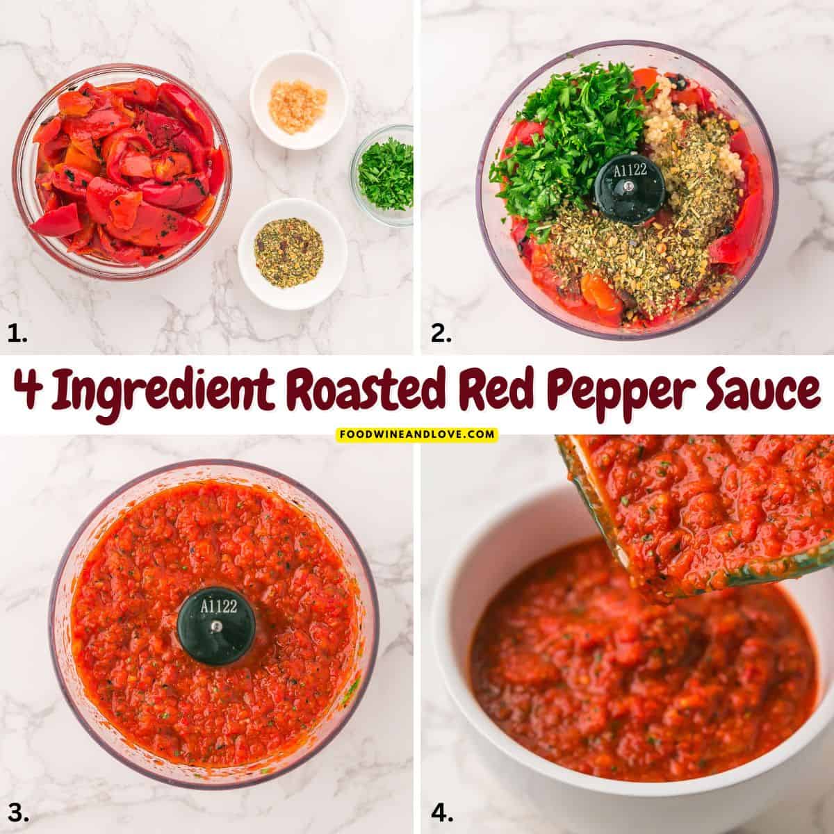 4 Ingredient Roasted Red Pepper Sauce, a five minute delicious and creamy sauce made with simple ingredients. Vegan Mediterranean Diet GF LC 4 Ingredient Roasted Red Pepper Sauce, a five minute delicious and creamy sauce made with simple ingredients. Vegan Mediterranean Diet GF LC