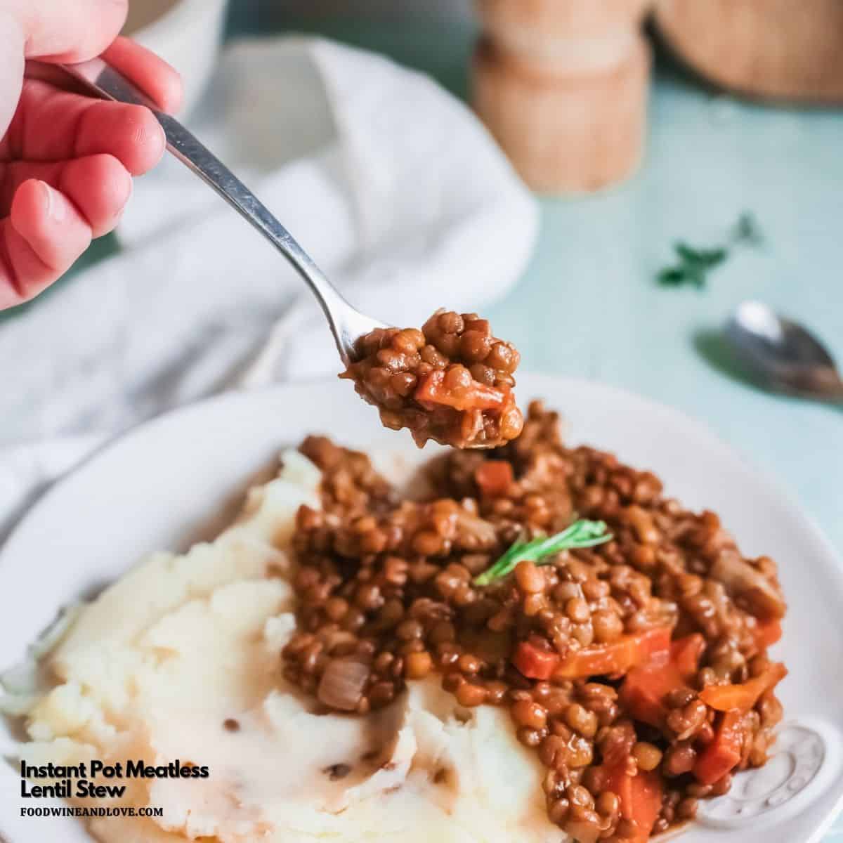 Instant Pot Meatless Lentil Stew, an easy vegan and plant based recipe for a delicious, hearty, and comforting stew . Instant Pot Meatless Lentil Stew, an easy vegan and plant based recipe for a delicious, hearty, and comforting stew .