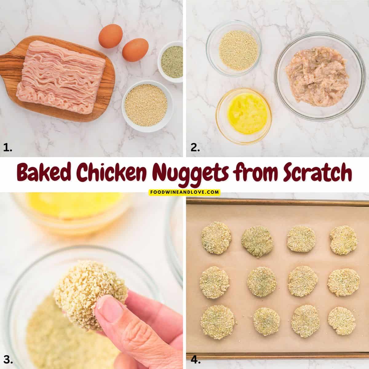 Baked Chicken Nuggets from Scratch, a simple ground chicken recipe made with four ingredients oven baked to perfection. Mediterranean diet. Baked Chicken Nuggets from Scratch, a simple ground chicken recipe made with four ingredients oven baked to perfection. Mediterranean diet.