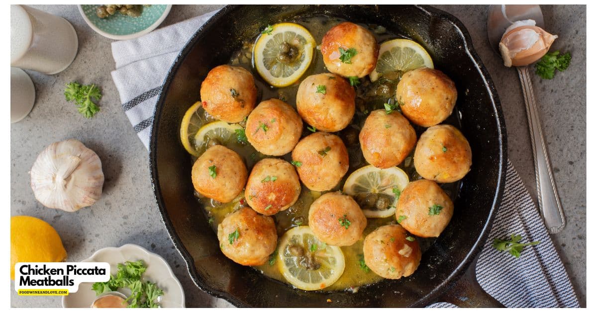 Chicken Piccata Meatballs, a simple recipe for Juicy chicken meatballs simmered in a bright lemon-butter caper sauce. Mediterranean diet. Chicken Piccata Meatballs, a simple recipe for Juicy chicken meatballs simmered in a bright lemon-butter caper sauce. Mediterranean diet.