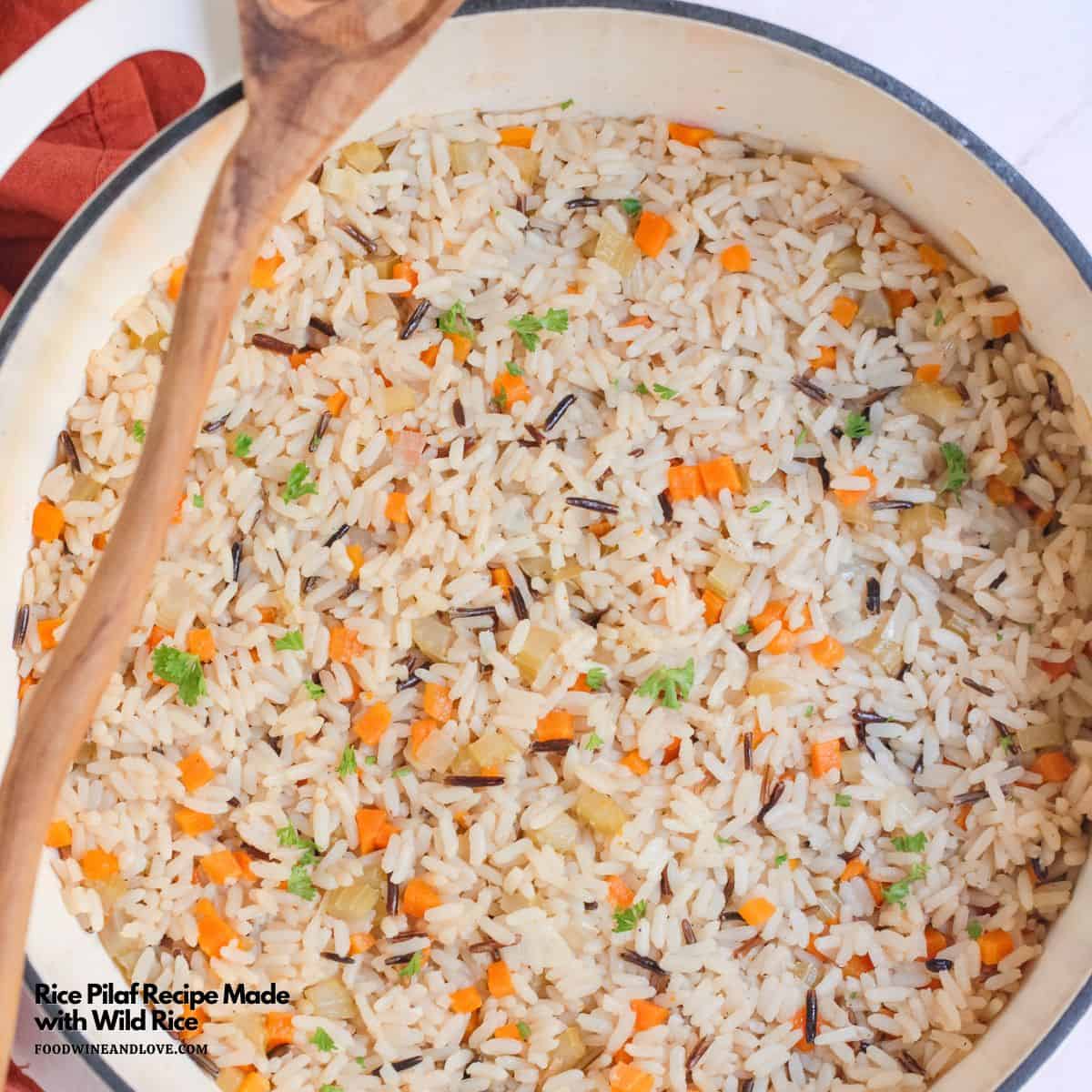 Rice Pilaf Recipe Made with Wild Rice Recipe, a blend of earthy wild rice and savory broth in a fluffy, flavorful healthy, gluten-free side. Rice Pilaf Recipe Made with Wild Rice
