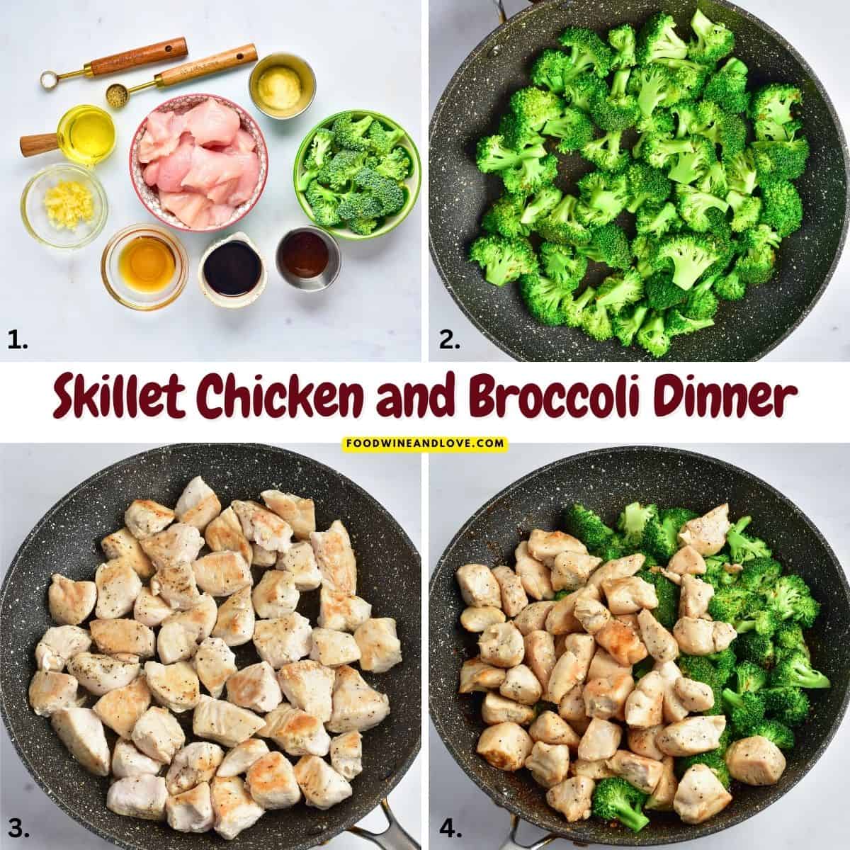 Skillet Chicken and Broccoli Dinner, a simple 30 minute one pan recipe featuring tender chicken and crisp broccoli in a savory ginger sauce. Skillet Chicken and Broccoli Dinner, a simple 30 minute one pan recipe featuring tender chicken and crisp broccoli in a savory ginger sauce.
