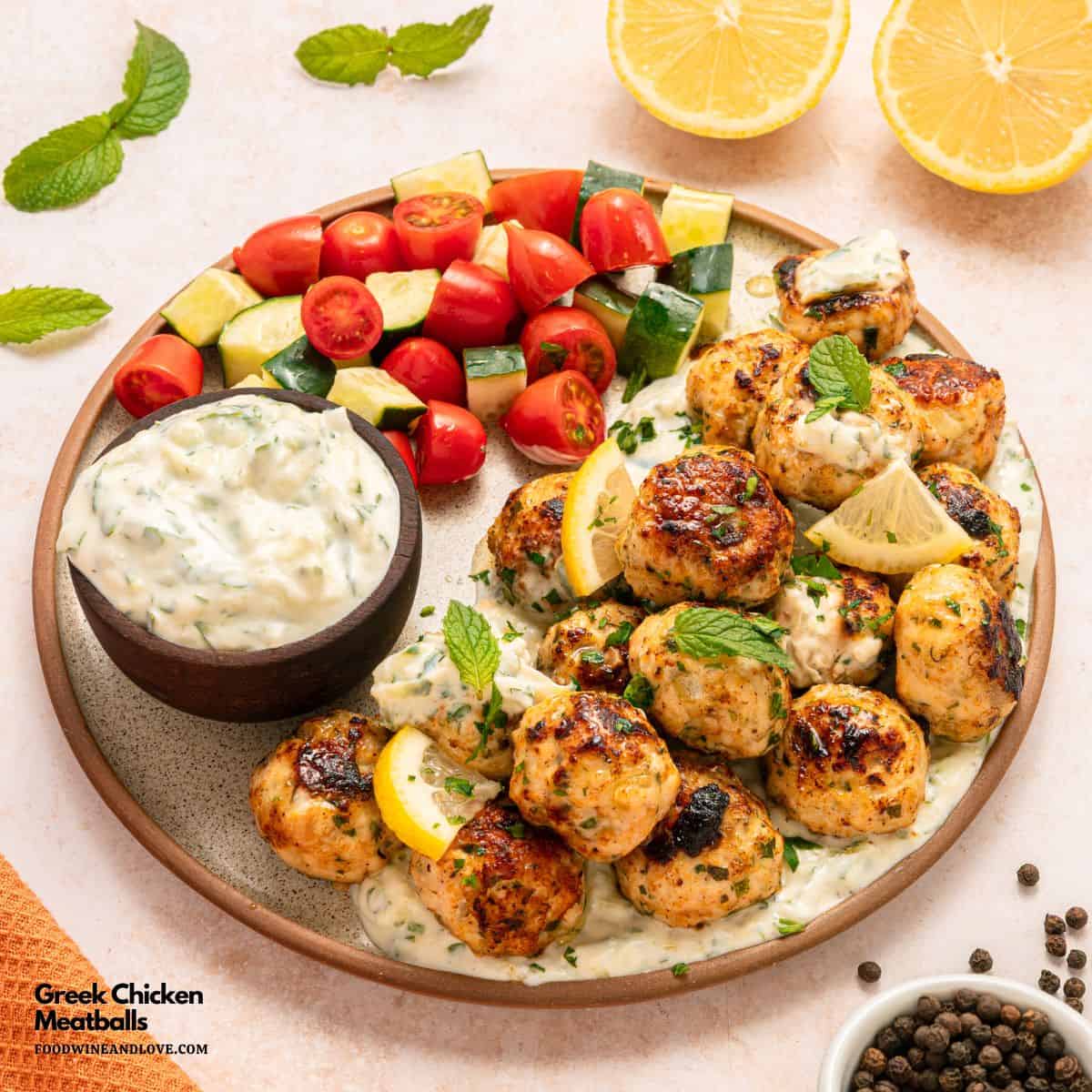 Greek Chicken Meatballs- an easy Mediterranean diet recipe packed with fresh mint, garlic, and lemon zest for a high-protein meal Greek Chicken Meatballs- an easy Mediterranean diet recipe packed with fresh mint, garlic, and lemon zest for a high-protein meal