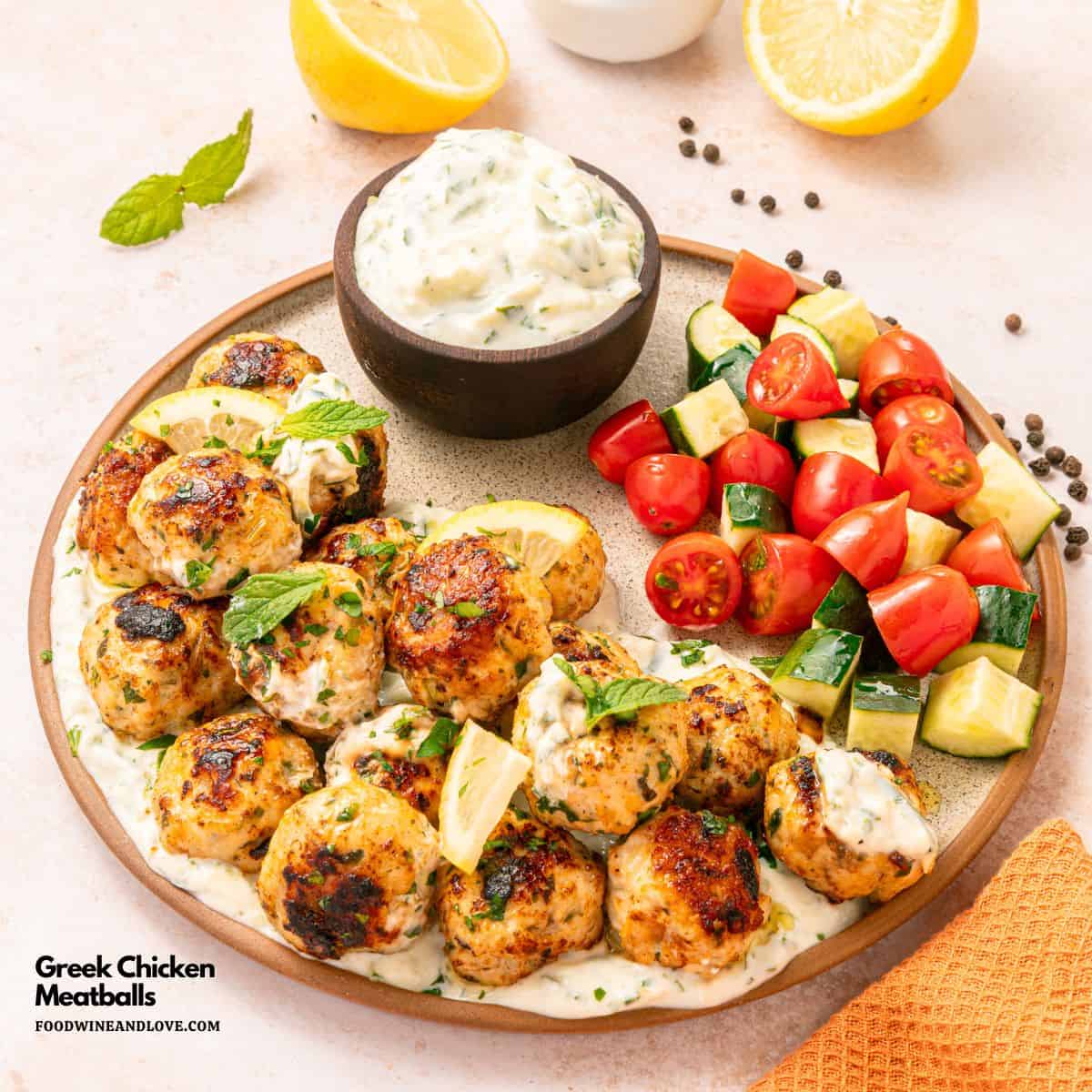 Greek Chicken Meatballs- an easy Mediterranean diet recipe packed with fresh mint, garlic cheese, and lemon zest for a high-protein meal Greek Chicken Meatballs- an easy Mediterranean diet recipe packed with fresh mint, garlic, and lemon zest for a high-protein meal