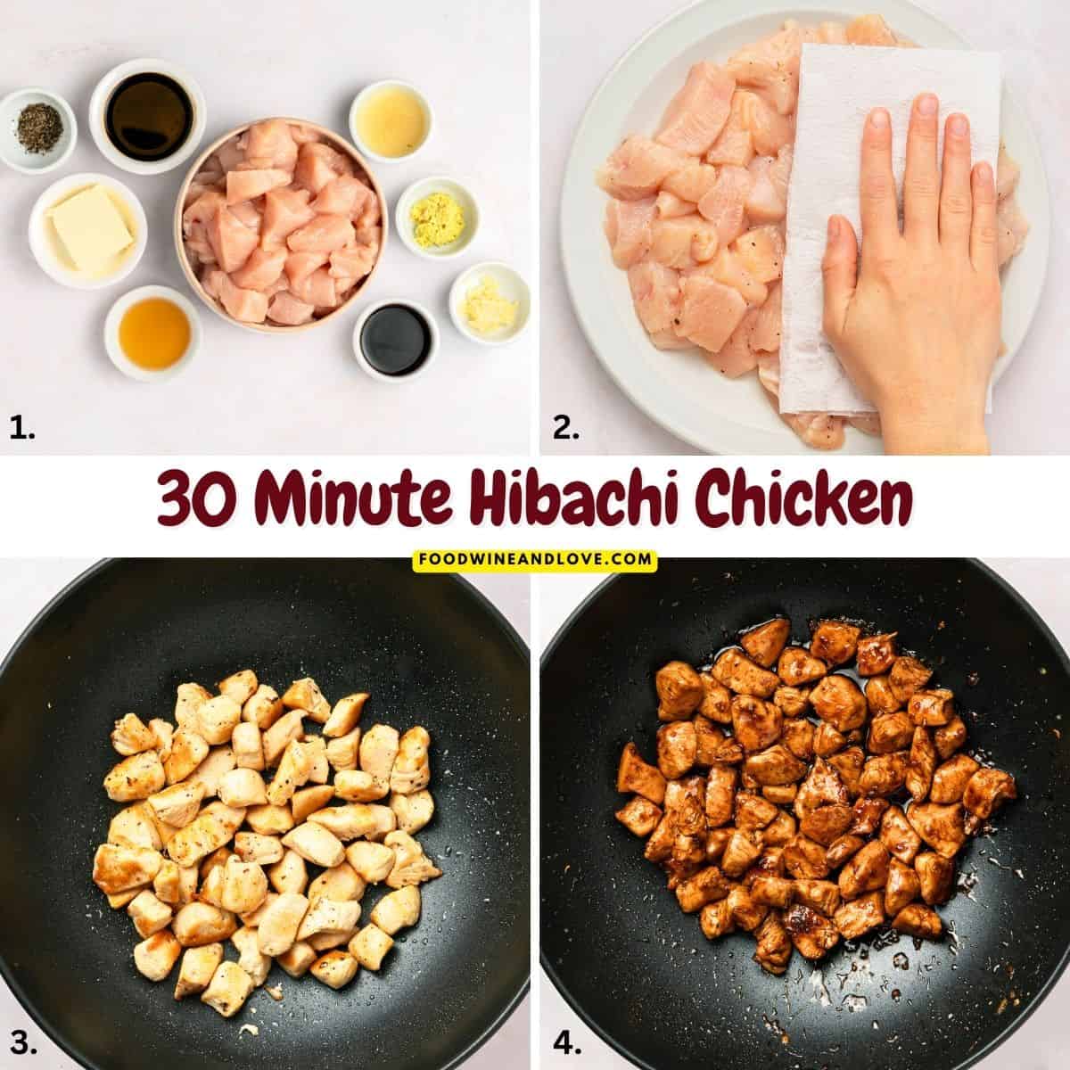 30 Minute Hibachi Chicken, an easy recipe featuring tender, bite-sized chicken seared in savory soy sauce and garlic, steakhouse style. 30 Minute Hibachi Chicken, an easy recipe featuring tender, bite-sized chicken seared in savory soy sauce and garlic, steakhouse style.
