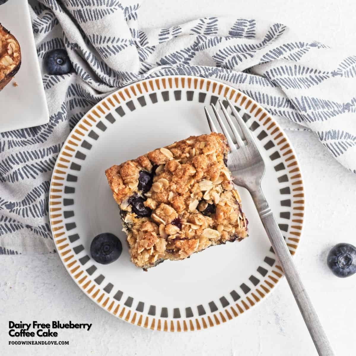 Dairy Free Blueberry Coffee Cake, a vegan dessert recipe featuring a tender and fluffy cake with a simple crumble topping. Dairy Free Blueberry Coffee Cake, a vegan dessert recipe featuring a tender and fluffy cake with a simple crumble topping.