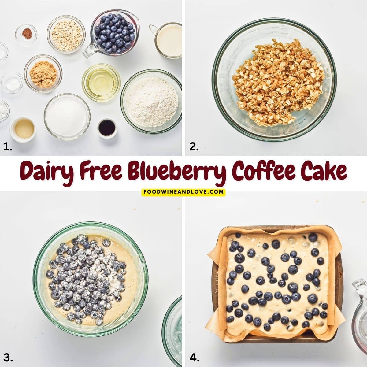Dairy Free Blueberry Coffee Cake, a vegan dessert recipe featuring a tender and fluffy cake with a simple crumble topping. Dairy Free Blueberry Coffee Cake, a vegan dessert recipe featuring a tender and fluffy cake with a simple crumble topping.