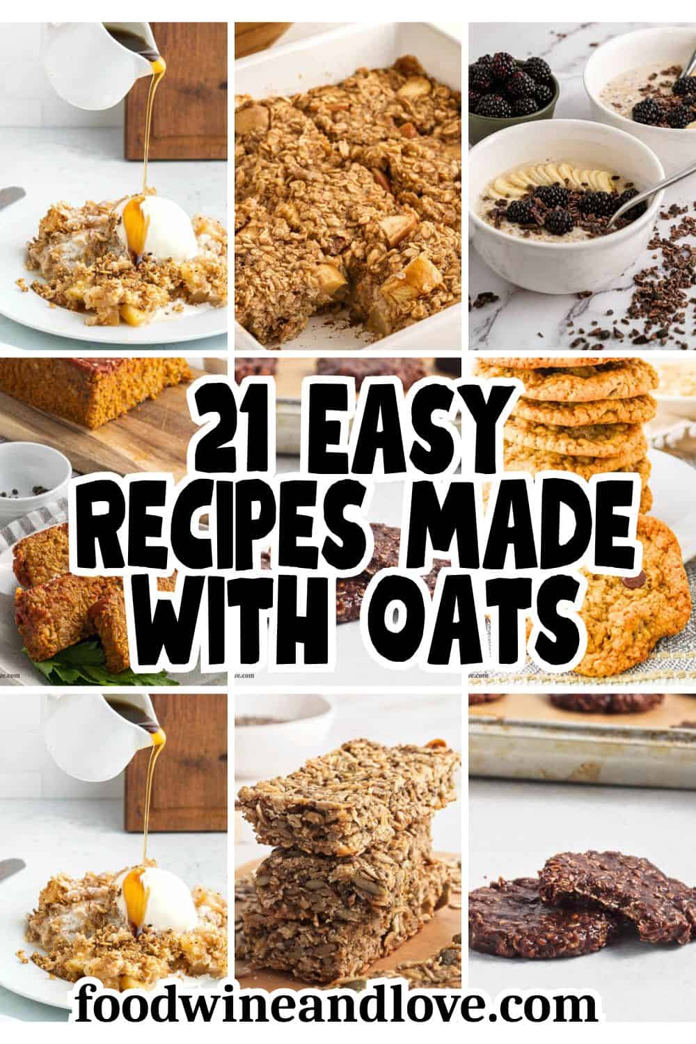 21 Easy Recipes Made with Oats, the ultimate collection of healthy recipes, from chewy classic cookies to crunchy granolas and crumbles.