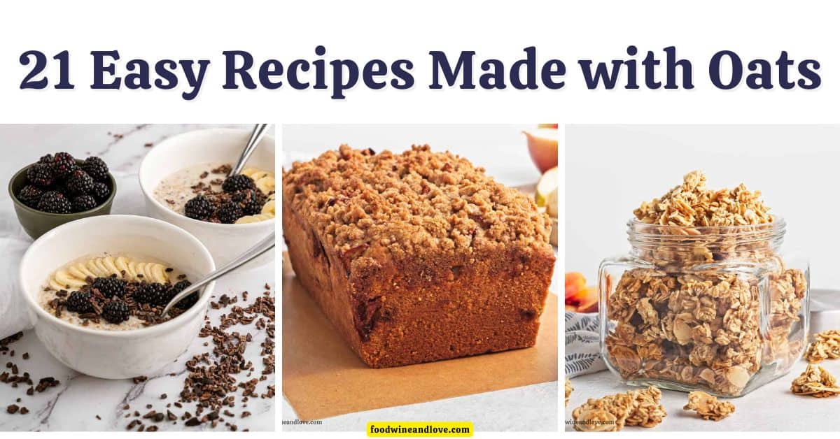 21 Easy Recipes Made with Oats, the ultimate collection of healthy recipes, from chewy classic cookies to crunchy granolas and crumbles.
