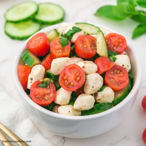 5 Ingredient Cucumber Caprese Salad