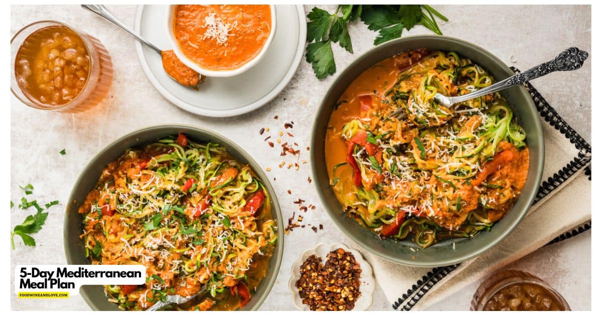 Free 5-day Mediterranean Diet meal plan PDF with simple ideas, a printable grocery list, and beginner-friendly recipes for busy weekdays. Grab this free 5-day Mediterranean meal plan with simple breakfasts, easy lunches, healthy dinners, and a printable grocery list! This beginner-friendly Mediterranean diet meal plan is perfect for busy weekdays, meal prep, and easy healthy eating.