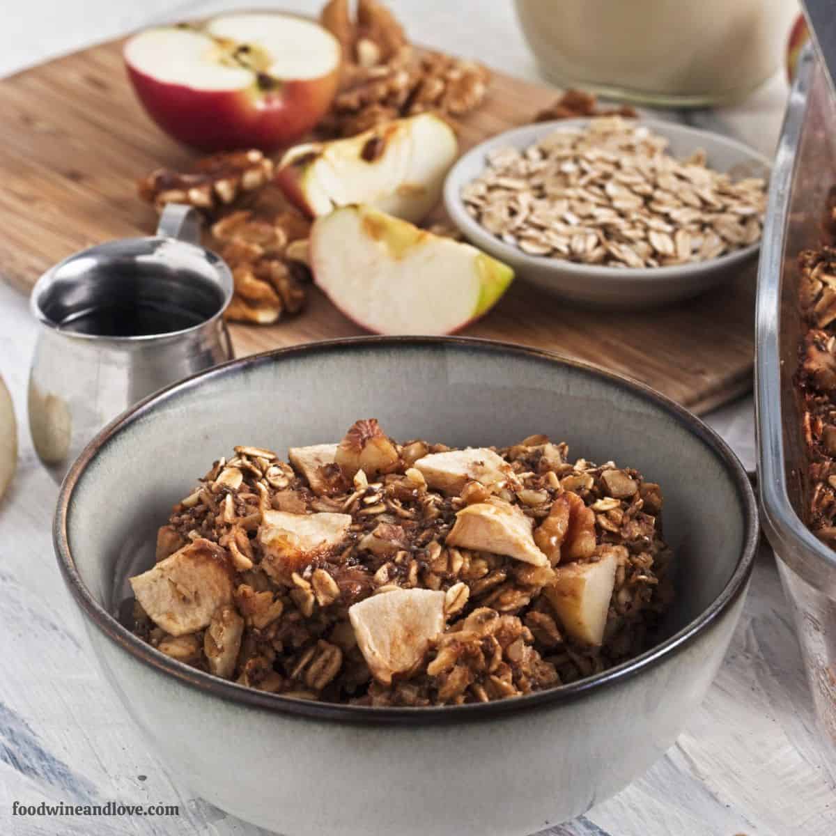 Baked Apple Oatmeal (Dairy Free), an easy healthier breakfast recipe made with oat milk, chia seeds, and maple syrup. Vegan, Gluten Free Baked Apple Oatmeal (Dairy Free), an easy healthier breakfast recipe made with oat milk, chia seeds, and maple syrup. Vegan, Gluten Free