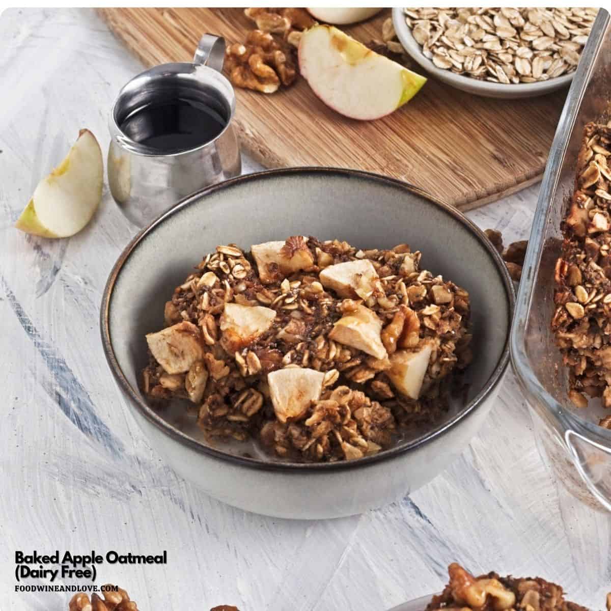 Baked Apple Oatmeal (Dairy Free), an easy healthier breakfast recipe made with oat milk, chia seeds, and maple syrup. Vegan, Gluten Free Baked Apple Oatmeal (Dairy Free), an easy healthier breakfast recipe made with oat milk, chia seeds, and maple syrup. Vegan, Gluten Free