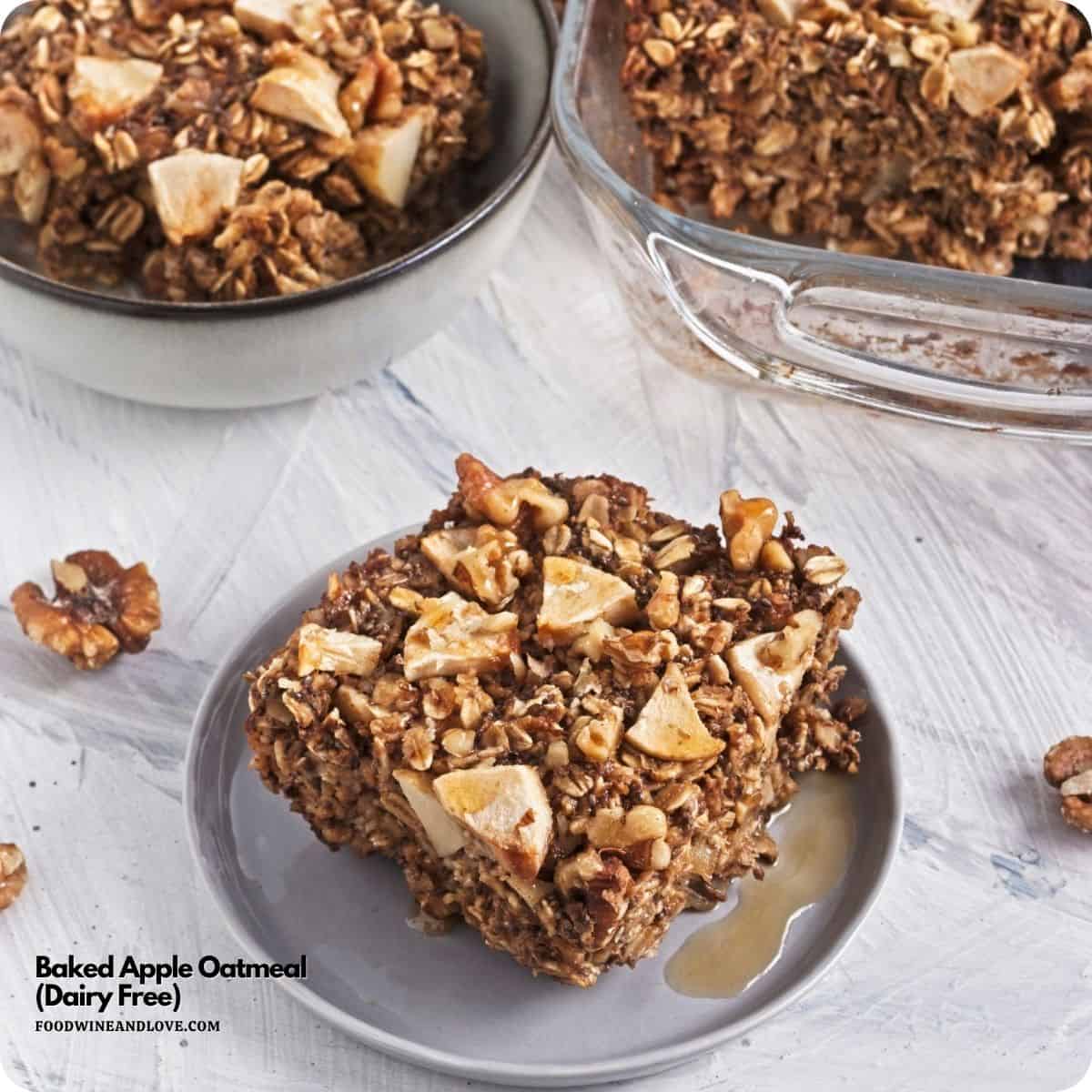 Baked Apple Oatmeal (Dairy Free), an easy healthier breakfast recipe made with oat milk, chia seeds, and maple syrup. Vegan, Gluten Free Baked Apple Oatmeal (Dairy Free), an easy healthier breakfast recipe made with oat milk, chia seeds, and maple syrup. Vegan, Gluten Free