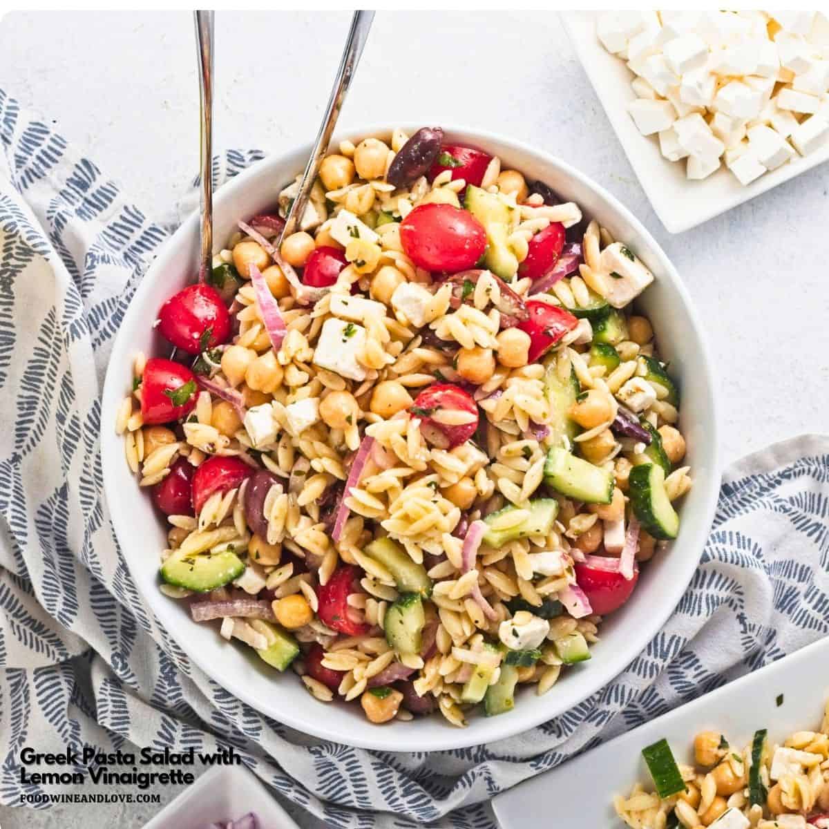 Greek Pasta Salad with Lemon Vinaigrette, an easy recipe for a vibrant salad tossed in a lemon vinaigrette—perfect for a light meal. Greek Pasta Salad with Lemon Vinaigrette, an easy recipe for a vibrant salad tossed in a lemon vinaigrette—perfect for a light meal.