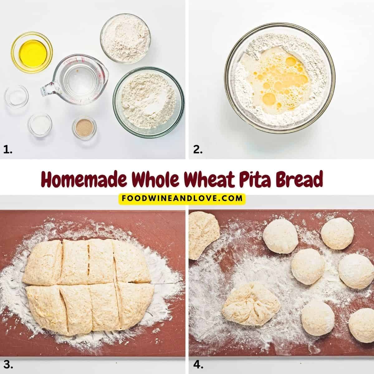 Homemade Whole Wheat Pita Bread, an easy recipe for fluffy and soft pita made with simple pantry ingredients. Vegan Recipe. Homemade Whole Wheat Pita Bread, an easy recipe for fluffy and soft pita made with simple pantry ingredients. Vegan Recipe.