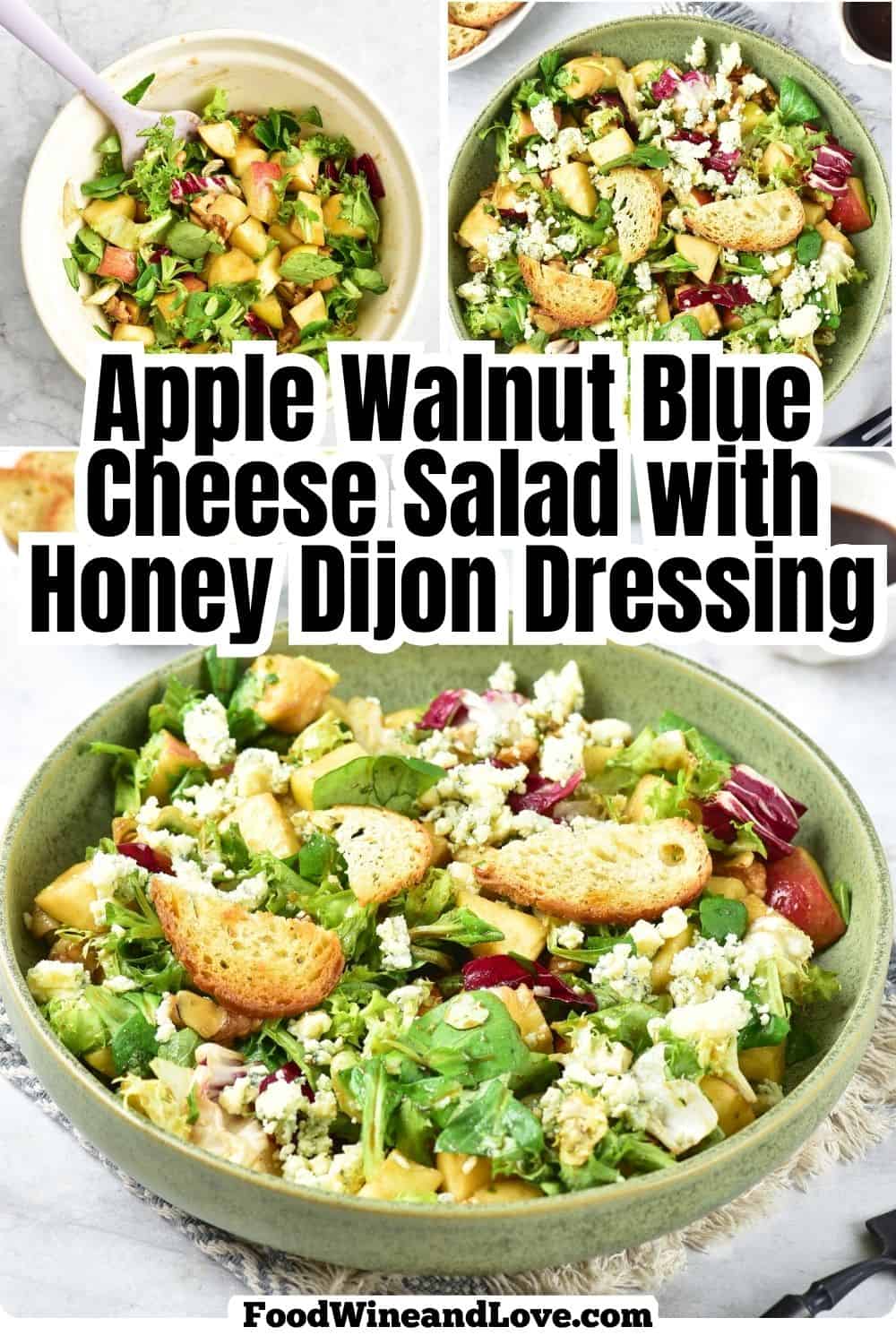 Apple Walnut Blue Cheese Salad with Honey Dijon Dressing is crisp, crunchy, and full of flavor. Easy, fresh, and full of flavor! Apple Walnut Blue Cheese Salad with Honey Dijon Dressing