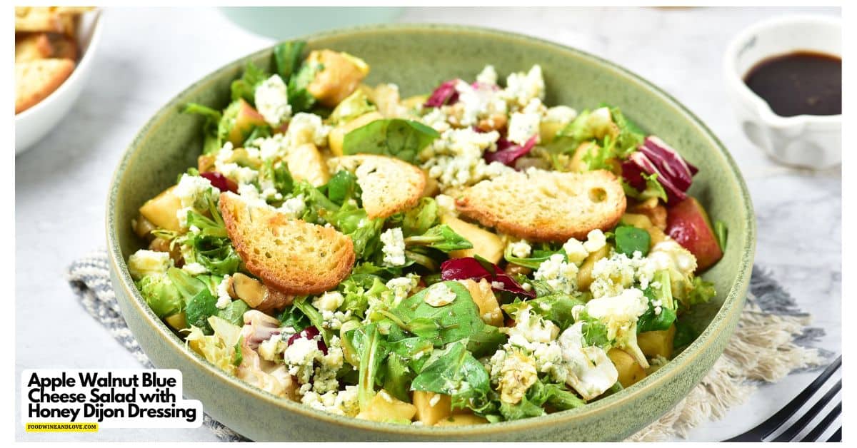 Apple Walnut Blue Cheese Salad with Honey Dijon Dressing is crisp, crunchy, and full of flavor. Easy, fresh, and full of flavor! Apple Walnut Blue Cheese Salad with Honey Dijon Dressing