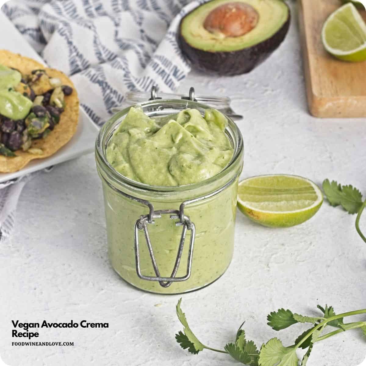 Vegan Avocado Crema Recipe, a top-rated dairy free recipe for creamy, zesty, healthy sauce made in just 5 minutes. Perfect for tacos and more Vegan Avocado Crema Recipe, a top-rated dairy free recipe for creamy, zesty, healthy sauce made in just 5 minutes. Perfect for tacos and more