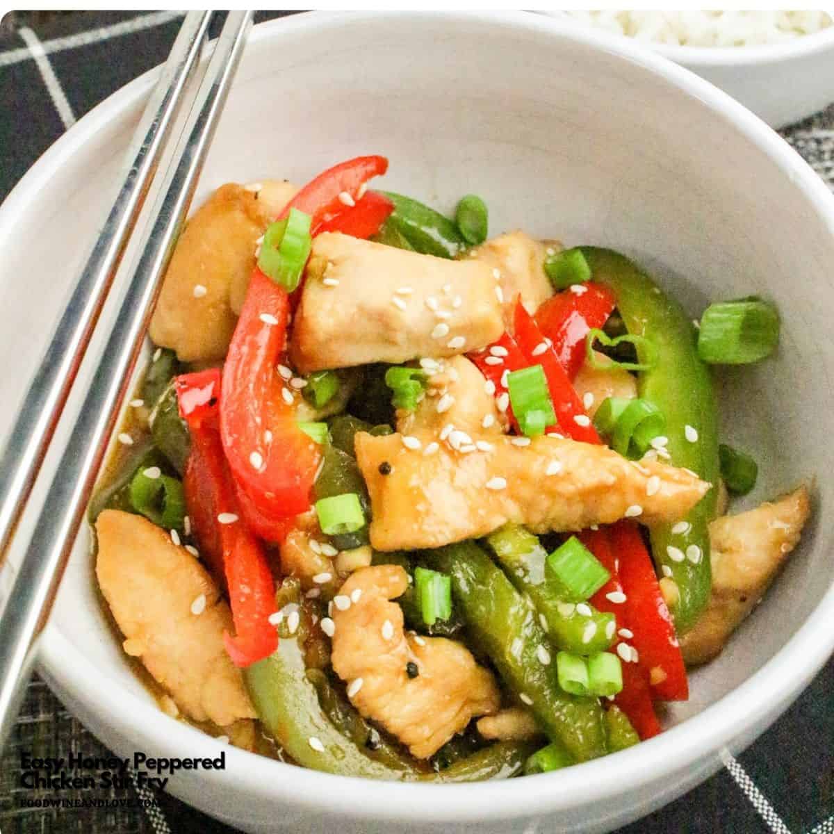 Easy Honey Peppered Chicken Stir Fry, an easy 30 minute dinner recipe featuring juicy chicken with pepper in a honey black pepper sauce. Easy Honey Peppered Chicken Stir Fry, an easy 30 minute dinner recipe featuring juicy chicken with pepper in a honey black pepper sauce.