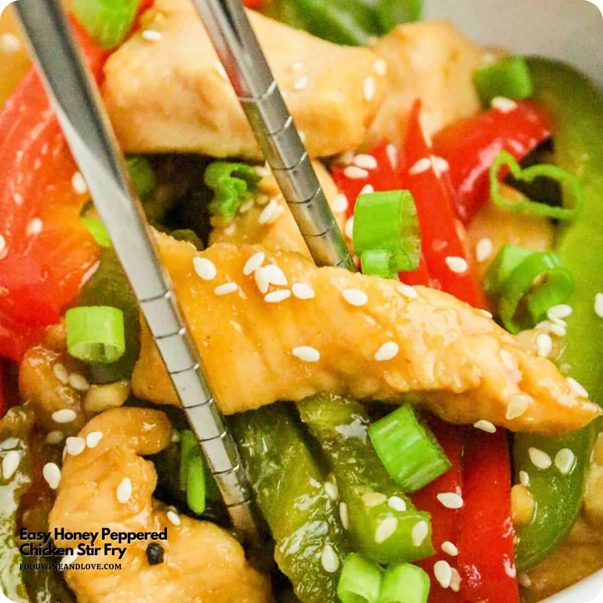 Easy Honey Peppered Chicken Stir Fry, an easy 30 minute dinner recipe featuring juicy chicken with pepper in a honey black pepper sauce. Easy Honey Peppered Chicken Stir Fry, an easy 30 minute dinner recipe featuring juicy chicken with pepper in a honey black pepper sauce.