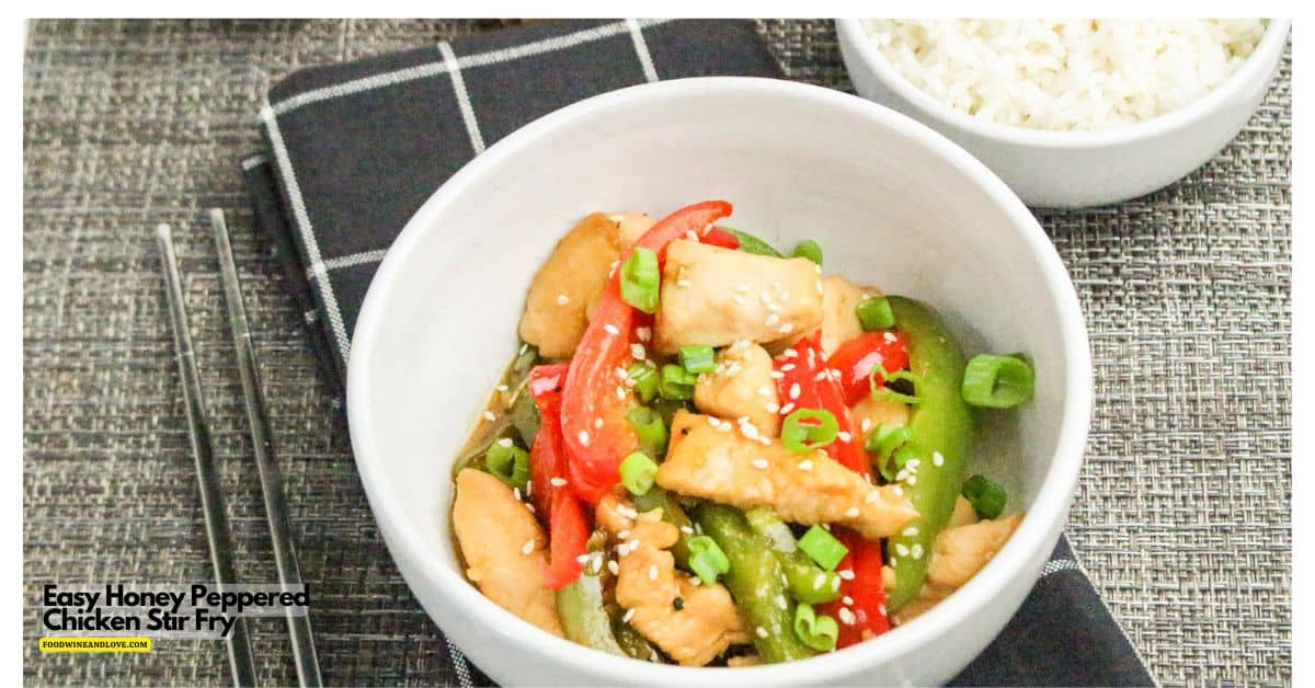 Easy Honey Peppered Chicken Stir Fry, an easy 30 minute dinner recipe featuring juicy chicken with pepper in a honey black pepper sauce. Easy Honey Peppered Chicken Stir Fry, an easy 30 minute dinner recipe featuring juicy chicken with pepper in a honey black pepper sauce.