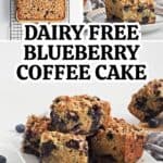 "Dairy Free Blueberry Coffee Cake, a vegan dessert recipe featuring a tender and fluffy cake with a simple streusel topping.