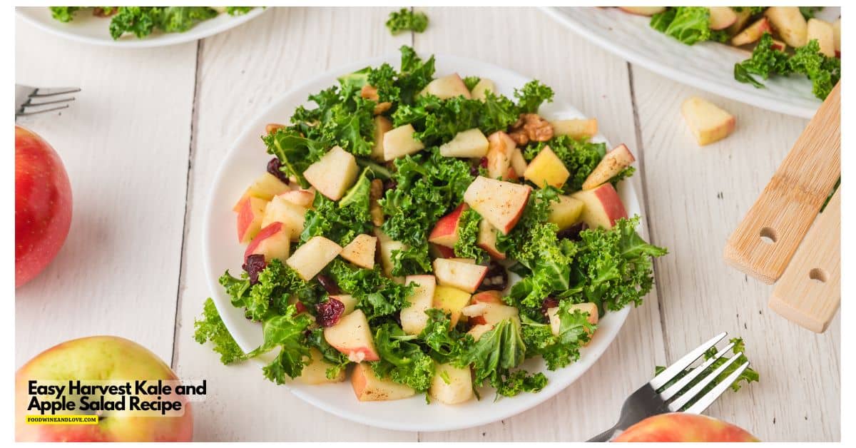 Easy Harvest Kale and Apple Salad is made with healthy kale, apples, cranberries, and walnuts, tossed in an apple cider vinaigrette dressing. Easy Harvest Kale and Apple Salad is made with healthy kale, apples, cranberries, and walnuts, tossed in an apple cider vinaigrette dressing.