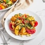 Peach and Corn Panzanella Salad with Tomato