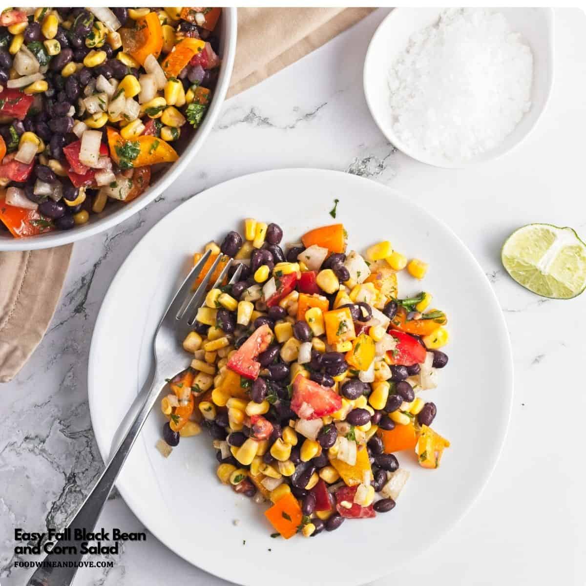 Easy Fall Black Bean and Corn Salad is packed with crisp bell peppers, sweet corn, and black beans. Perfect for potlucks and fall gatherings. Easy Fall Black Bean and Corn Salad is packed with crisp bell peppers, sweet corn, and black beans. Perfect for potlucks and fall gatherings.