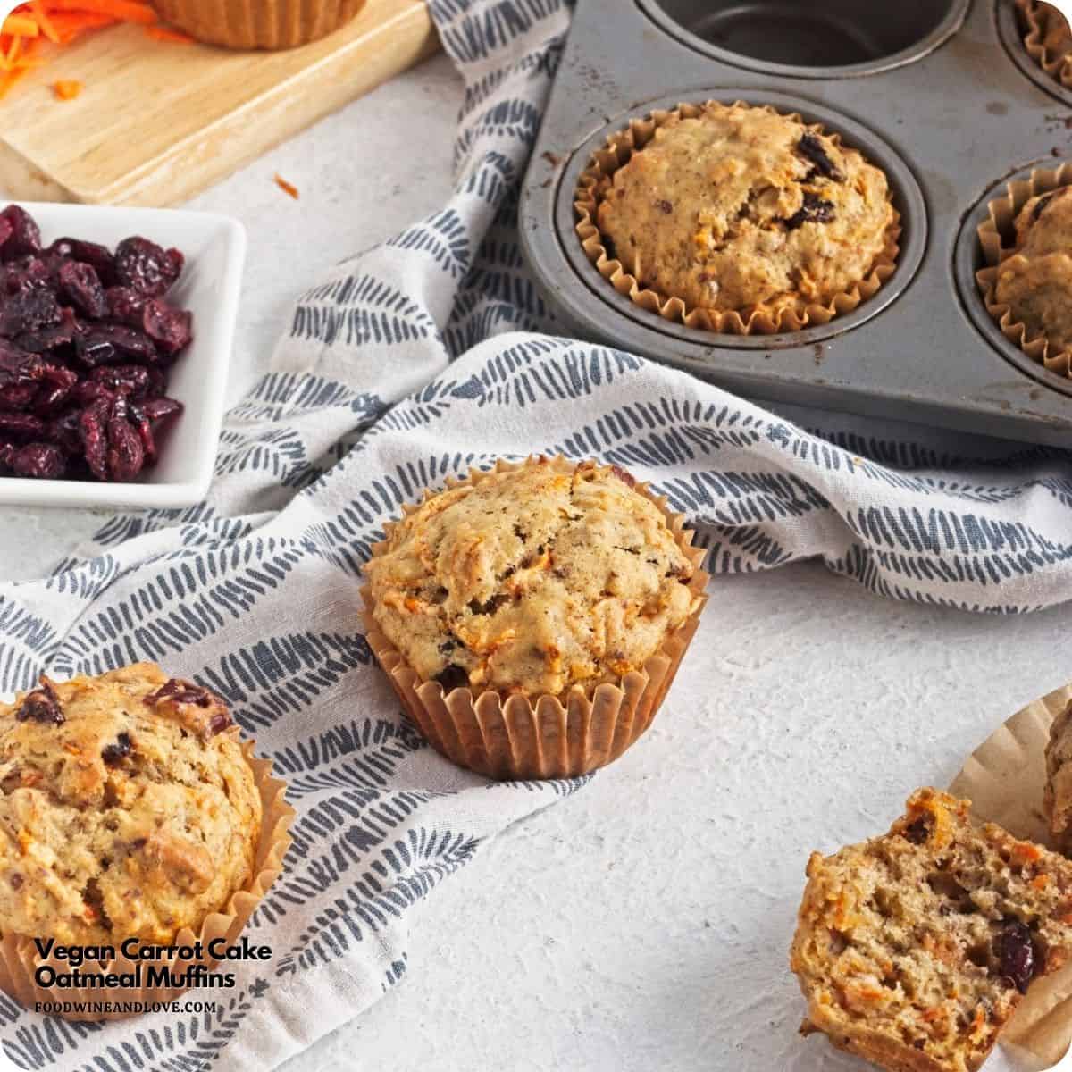 These Vegan Carrot Cake Oatmeal Muffins sweetened with maple syrup are packed with healthy carrots, hearty oats, and warm spices. These Vegan Carrot Cake Oatmeal Muffins sweetened with maple syrup are packed with healthy carrots, hearty oats, and warm spices.