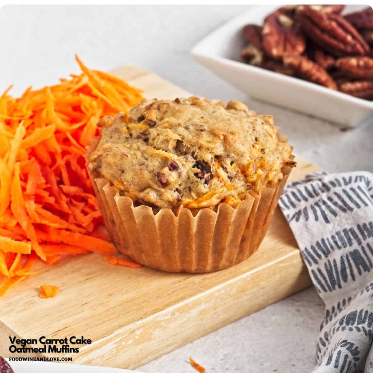 These Vegan Carrot Cake Oatmeal Muffins sweetened with maple syrup are packed with healthy carrots, hearty oats, and warm spices. These Vegan Carrot Cake Oatmeal Muffins sweetened with maple syrup are packed with healthy carrots, hearty oats, and warm spices.