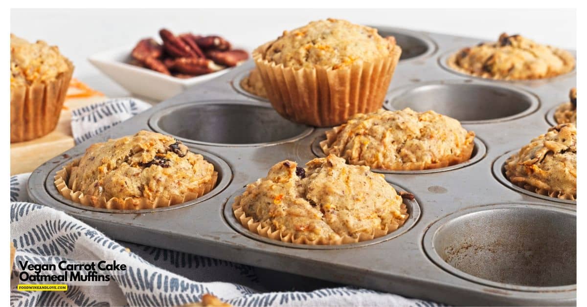 These Vegan Carrot Cake Oatmeal Muffins sweetened with maple syrup are packed with healthy carrots, hearty oats, and warm spices. These Vegan Carrot Cake Oatmeal Muffins sweetened with maple syrup are packed with healthy carrots, hearty oats, and warm spices.