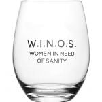 W.I.N.O.S. Women In Need Of Sanity – Cute, Novelty, Etched Wine Glass W.I.N.O.S. Women In Need Of Sanity – Cute, Novelty, Etched Wine Glass